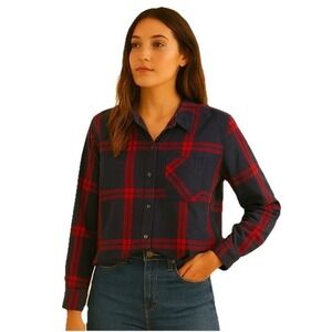 Carhartt Sz M 100% Cotton Plaid Flannel‎ Lagenlook Grunge Outdoor Logo 90s